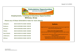 Witney Area Bulletin Employment, Training &amp; Voluntary Opportunities