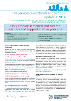 HR Services: Preschools and Schools Update 4  2014