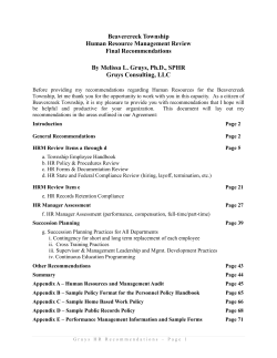 Beavercreek Township Human Resource Management Review Final Recommendations
