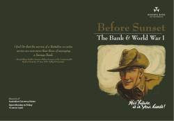 Before Sunset The Bank &amp; World War I