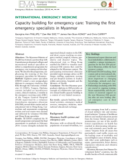 Capacity building for emergency care: Training the ﬁrst INTERNATIONAL EMERGENCY MEDICINE