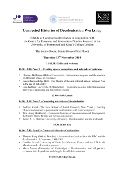 Connected Histories of Decolonisation Workshop