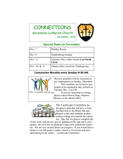 CONNECTIONS Ascension Lutheran Church Special Dates in November