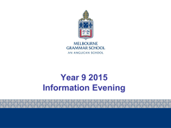Year 9 2015 Information Evening