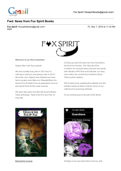Fwd: News from Fox Spirit Books Fox Spirit &lt;&gt; Draft