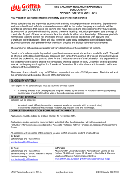 NCS VACATION RESEARCH EXPERIENCE SCHOLARSHIP APPLICATION FORM 2014 - 2015