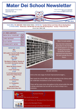 Mater Dei School Newsletter  13 Nov 2014