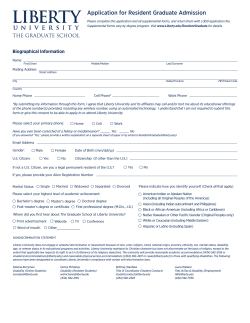 Application for Resident Graduate Admission