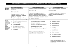 BACHELOR OF COMMERCE (HONOURS) EXAMINATION GUIDELINES (NOVEMBER 2014)  STRATEGIC MANAGEMENT MARKETING MANAGEMENT