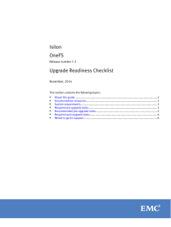 Isilon OneFS Upgrade Readiness Checklist Release number 7.2