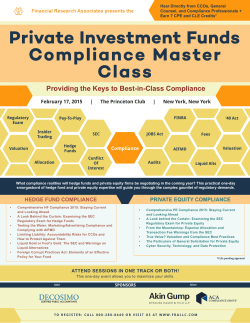 Private Investment Funds Compliance Master Class Providing the Keys to Best-in-Class Compliance