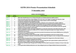 ICETB-2014 Poster Presentation Schedule 7 November, 2014