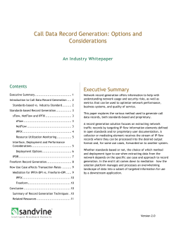 Call Data Record Generation: Options and Considerations  Executive Summary