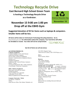 Technology  Recycle  Drive   November  15  9:00  am-­‐1:00  pm  