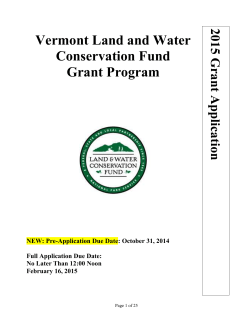 Vermont Land and Water Conservation Fund Grant Program 2015