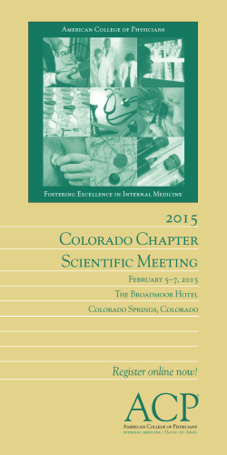 2015 Colorado Chapter Scientific Meeting Register online now!