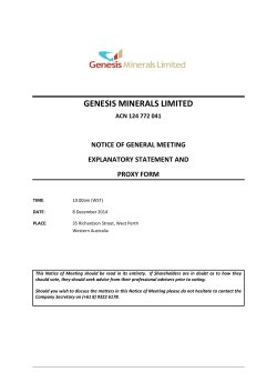 GENESIS MINERALS LIMITED  NOTICE OF GENERAL MEETING EXPLANATORY STATEMENT AND