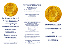 Participate in the 2015 VOTER INFORMATION