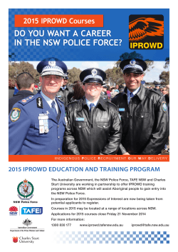 2015 IPROWD Courses 2015 IPROWD EDUCATION AND TRAINING PROGRAM