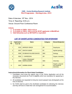 Ph.D Programme – Starting in Jan., 2015  Date of Interview: 19