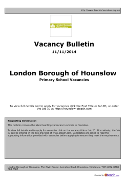 Vacancy Bulletin London Borough of Hounslow  11/11/2014