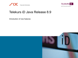 Telekurs iD Java Release 8.9 Introduction of new features