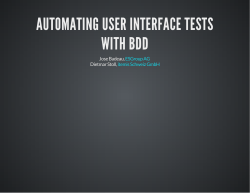 AUTOMATING USER INTERFACE TESTS WITH BDD  ESGroup AG