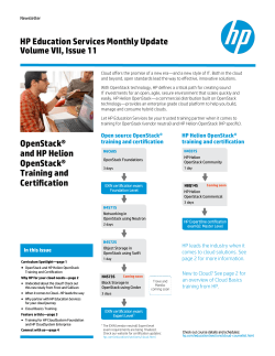 HP Education Services Monthly Update Volume VII, Issue 11
