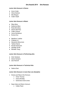 Junior Arts Honours in Dance  Junior Arts Honours in Music