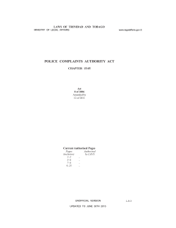 POLICE  COMPLAINTS  AUTHORITY  ACT CHAPTER  15:05