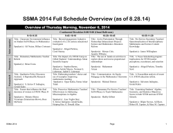 SSMA 2014 Full Schedule Overview (as of 8.28.14)