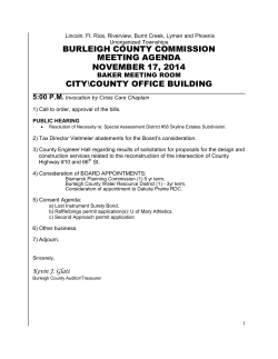 BURLEIGH COUNTY COMMISSION MEETING AGENDA NOVEMBER 17, 2014 CITY\COUNTY OFFICE BUILDING