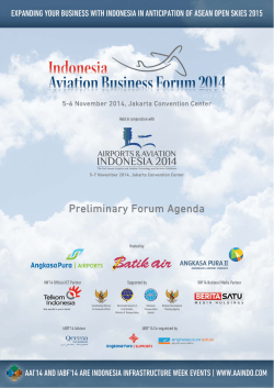 Preliminary Forum Agenda 5-6 November 2014, Jakarta Convention Center