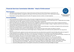 Financial Services Commission Gibraltar –Head of Enforcement Role Purpose: