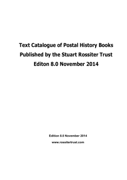 Text Catalogue of Postal History Books Editon 8.0 November 2014
