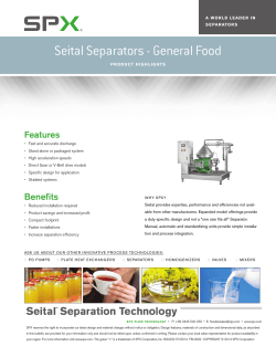 Seital Separators - General Food Features