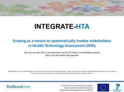 INTEGRATE- HTA Scoping as a means to systematically involve stakeholders