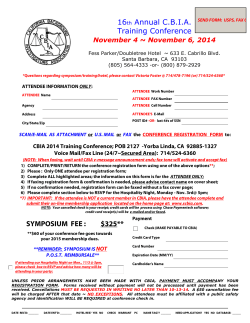 16 Annual C.B.I.A. Training Conference November 4 ~ November 6, 2014