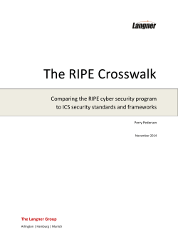 The RIPE Crosswalk  Comparing the RIPE cyber security program