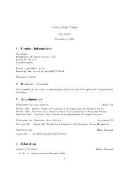 Curriculum Vitae 1 Contact Information Jens Groth