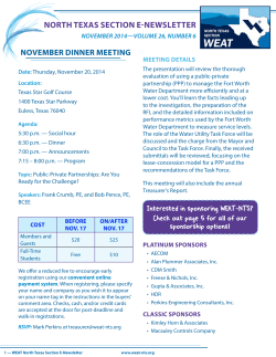 NORTH TEXAS SECTION E-NEWSLETTER NOVEMBER DINNER MEETING NOVEMBER 2014—VOLUME 26, NUMBER 6