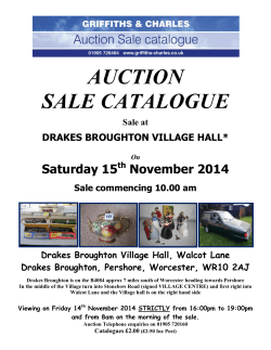 AUCTION SALE CATALOGUE Saturday 15 November 2014