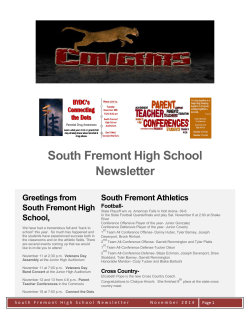 South Fremont High School Newsletter Greetings from South Fremont Athletics