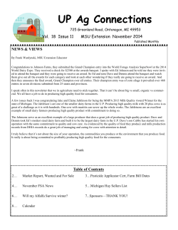 UP Ag Connections  NEWS &amp; VIEWS 725 Greenland Road, Ontonagon, MI 49953