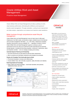 Oracle Utilities Work and Asset Management Proactive Asset Management