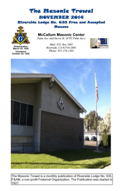 The Masonic Trowel NOVEMBER 2014 McCallum Masonic Center