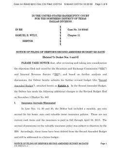 Case 14-35043-bjh11 Doc 115 Filed 11/07/14    Entered... IN THE UNITED STATES BANKRUPTCY COURT