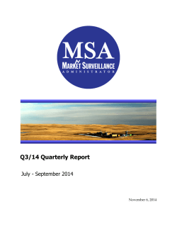 Q3/14 Quarterly Report July - September 2014 November 6, 2014