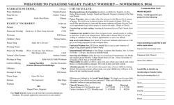 Welcome to Paradise Valley Family Worship &mdash; NOVEMBER 8, 2014