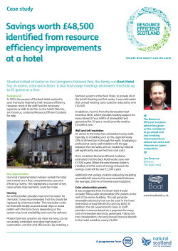DRAFT Savings worth £48,500 identified from resource efficiency improvements